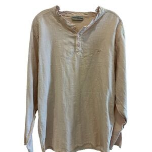 COTTON NATURAL~ Men's Long Sleeve 1/4 Button Down Shirt. Made in Peru L